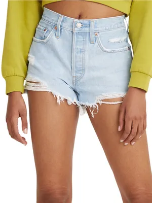 Levi’s 501 Button Fly Cotton High-Rise Denim Shorts Ojai Top Size 26 thumbnail 1