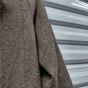 NKN Nekane Womens Wool Blend Coat Sz Small Brown Herringbone Faux Fur Old Money thumbnail 11