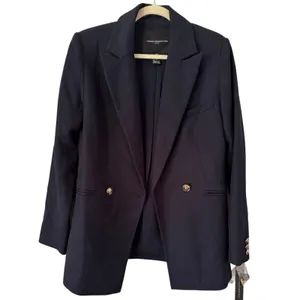NWT French Connection Oversized Navy Blue Blazer Gold Buttons Size XS thumbnail 5