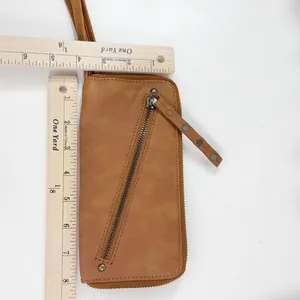 Free People Faux Leather Zip Around Wristlet‎ Wallet Tan thumbnail 8