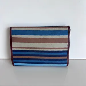 Kate‎ Spade Vintage Tri-fold Blue Brown Striped Wallet thumbnail 3