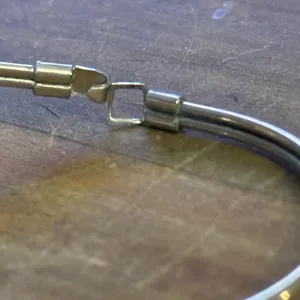Silver tone open heart wire bangle bracelet thumbnail 5