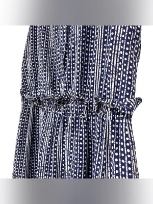 Madewell Blue White Batik Print Silk Paperbag Ruffle Waist Dress Size 8 Womens thumbnail 4