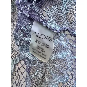 Alexis Floral Lace Blouson Sleeve Sheer Button Front Silk Blouse Romantic XS thumbnail 5