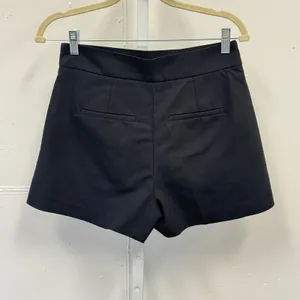 Zara Tailored High Waisted Shorts Side Zip Cotton Blend Small 1205/049/800 Black thumbnail 2