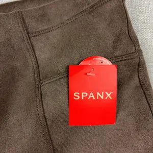 Spanx Faux Suede Leggings Womens Small Brown High Rise Ankle Shaping Pants thumbnail 4