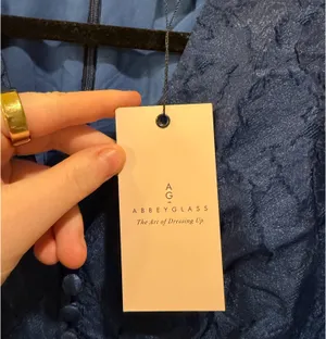 Abbey Glass Brooke Gown Navy Cloud Organza Long Sleeve V-Neck Dress Navy thumbnail 9