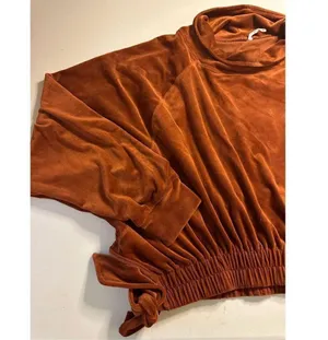 Anthropologie daily practice side tie velvet pullover burnt orange large thumbnail 5