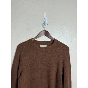 Everlane 100% Cashmere Rib Round Crew Sweater Womans M Brown Relaxed thumbnail 4