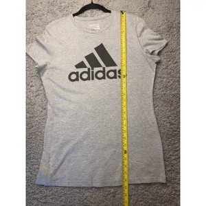 Adidas The Go-To Tee Womens L Gray Graphic Logo Short Sleeve T-Shirt thumbnail 4