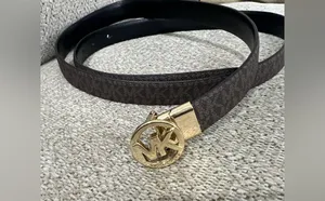Michael Kors Dark Brown Belt with Gold Logo Buckle thumbnail 2