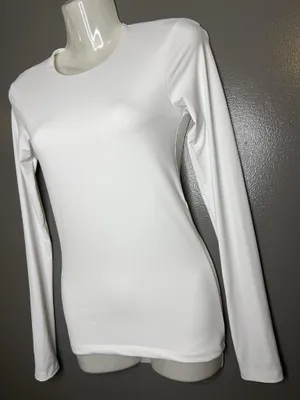 Zara Shirt Womens Small White Crew Neck Long Sleeve Basic Stretch Tee Top thumbnail 4