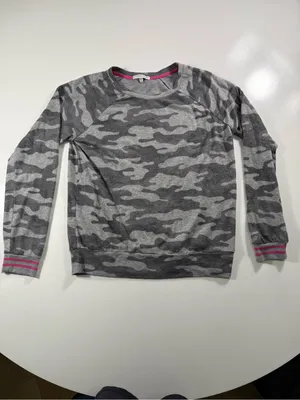 PJ Salvage Gray Camo Pullover with Pink-Trim Cuffs Super Soft thumbnail 2