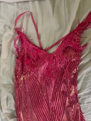 Hot Pink sequin Dress Size L thumbnail 1