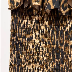 Bebe ditsy cheetah smocked Print Ruffle Maxi Dress‎ size medium thumbnail 9