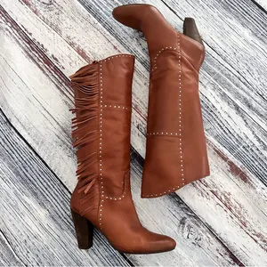 Vintage Nicole Genuine Leather Fringe Tall Heeled Boots​ thumbnail 3