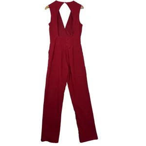 E.SSUE‎ Jumpsuit Red Deep V-Neck Open Back Wide Leg Party Evening Formal Event M thumbnail 2