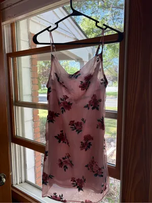 American Eagle Pink Floral Cowl Neck Slip Mini Dress thumbnail 3