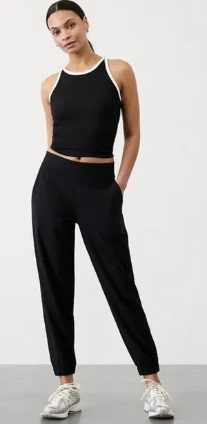 Athleta Size 12 Brooklyn Mid Rise Joggers Black Athleisure thumbnail 1