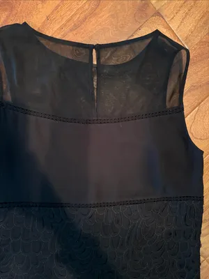 REISS Black Feathered Textured Sleeveless Blouse Valentina 2413 Size 0 thumbnail 9