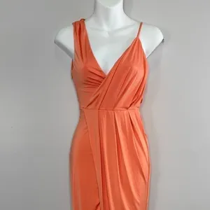 Revolve NBD Sangria Gown XXS‎ Sherbert Orange Wrap Front Slit Sleeveless Formal thumbnail 2