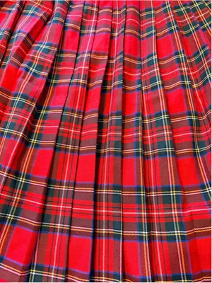 Vintage France Pleated Tartan A-Line Skirt Women's Size S Red Plaid thumbnail 4