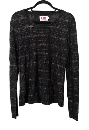 I AM ANDREA MOORE Lace Metallic Striped Top Sz‎ 14 (US 10) thumbnail 1