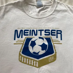white blue tan gold soccer tee Size M thumbnail 2