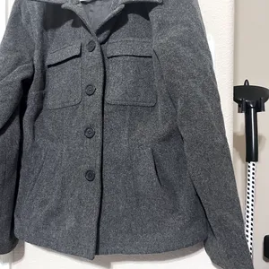 American Eagle Gray Wool Coat Jacket Womens‎ Large Button Front Peacoat Military thumbnail 2