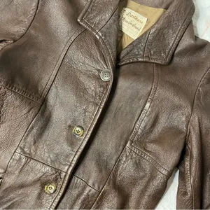 LEATHERS By NEW ENGLAND Sports Wear Brown Leather Jacket Half Belt VINTAGE thumbnail 12
