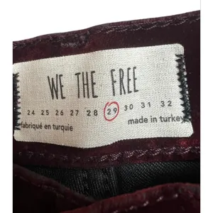 We The Free Stella Velvet Skinny Pants Red Hue Raw Hem Button Fly 29 thumbnail 2
