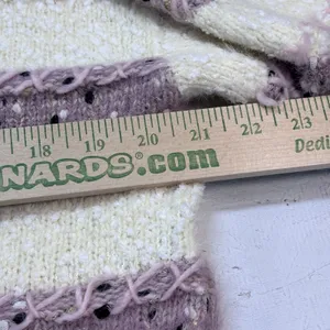 Absolutely Creative Worldwide Women's Fuzzy Striped Sweater L Cream Mauve Knit thumbnail 9