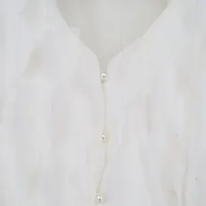 Alice & W Crop Top Womens M Petal Textured Ivory Pearl Button Excellent thumbnail 2