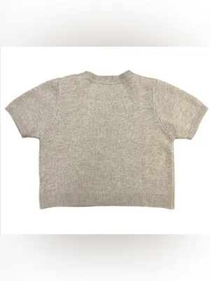 Tête & Tête Gray/Blue Short Sleeve Knit Sweater Top Boxy Crew Neck Soft Luxe thumbnail 2