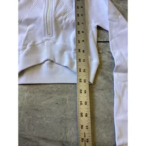Joja NWOT Womens White Seamless Quarter Zip Long Sleeve Cropped Athletic Top XS thumbnail 4