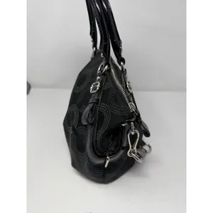 Coach Madison Dotted Op Art Sophia Satchel Bag Black Patent Trim Women Small thumbnail 12