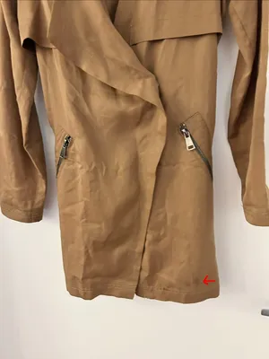 Anthropologie Cartonnier Draped Belted Dress Trench Coat in Copper Brown Size XS thumbnail 7