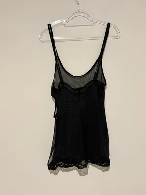 Victoria's‎ Secret Women's Baby Doll Sheer Cut Out Slit Sequin slip Black small thumbnail 4