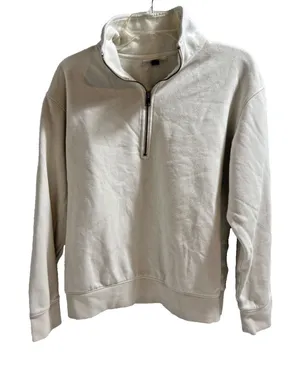 Universal Threads Off White Sweatshirt Women's M Zippered Front Long Sleeve thumbnail 1