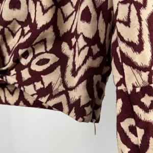 Zara Printed Long Sleeve Wrap Blouse in‎ Red Cream Size Small thumbnail 11