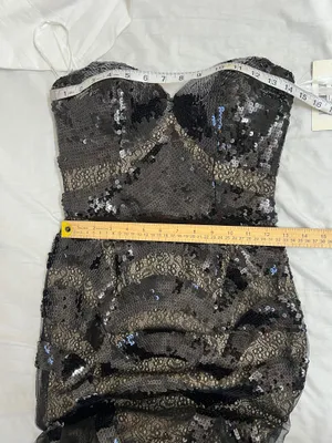 NWT Jovani Strapless Black Sequin Lace Tulle Mermaid Evening Dress Size 2 thumbnail 12