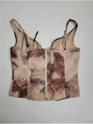 PrettyLittleThing Marble-Print Bustier Top thumbnail 2