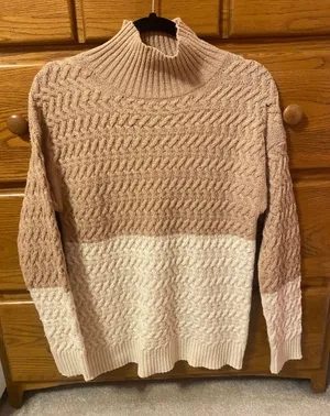 Color Block Sweater Tan Size M thumbnail 1
