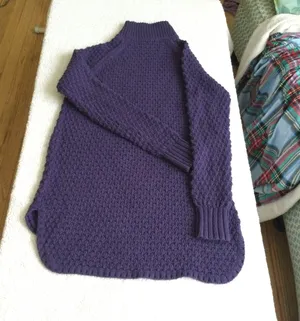 Mockneck Chunky Long Tunic Sweater Purple/Blue - Sz Medium thumbnail 4