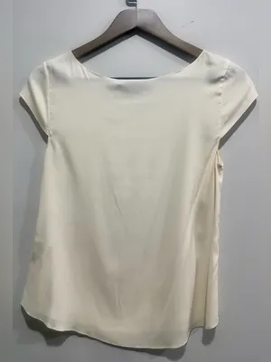 Alice + Olivia BASE Ivory Silk Cap Sleeve Blouse XS thumbnail 3