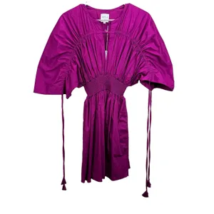Misa Pink Los Angeles Camila Cinched Mini Dress Magenta Pink Pockets SMALL thumbnail 8