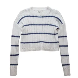 Aeropostale Striped Knit Sweater Womens XS White Blue Preppy thumbnail 2