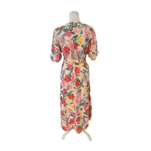 Old Navy Women's Floral Fit & Flare Maxi Dress Size M Multicolor Linen Bkend thumbnail 3