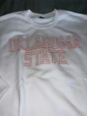 Gildan White Oklahoma State Crewneck Sweatshirt with Orange Accent thumbnail 5