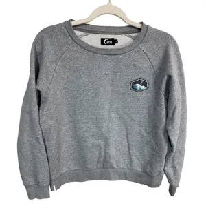 Zyia S Gray‎ Sweatshirt Women's Mountain Patch Crewneck Pullover Gray thumbnail 1